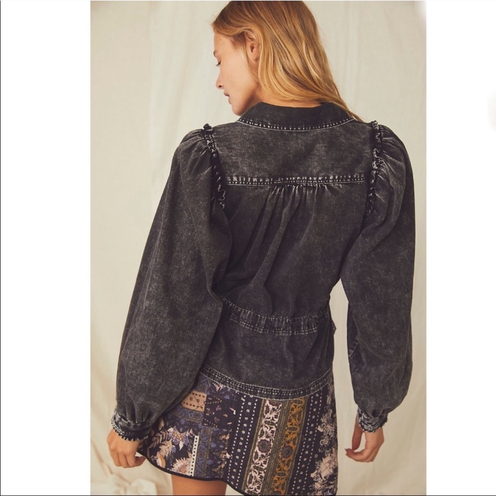 Free People Black Denim Shirt - Picture 3 of 6